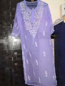 Lavender Chikankari Kurti