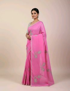 Pink Embellished Saree