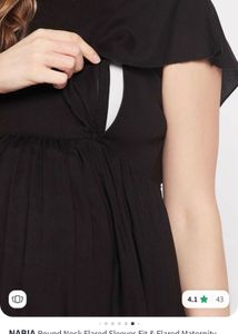 Black Flutter Sleeve Maternity Dress