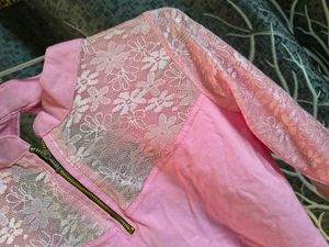 Pink Blouse with Net Sleeves