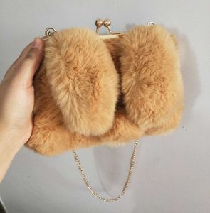 Faux Fur Bunny Clutch Sling Bag