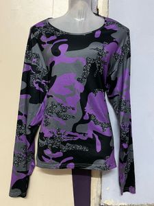 Purple Camo Long Sleeve Top