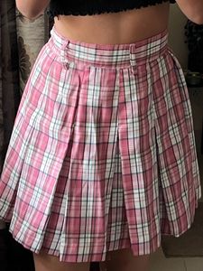 Plaid Pink Pleated Skirt