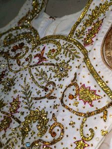 embroidery C cut design long gown with lehenga