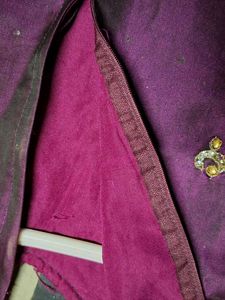 Girls' Purple Embroidered Kurta Set