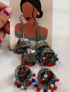 Silver Jhumka Earrings