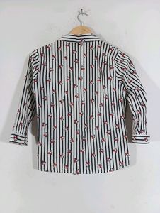 MAX Striped Cherry Print Shirt