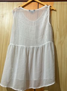 White Smart Top In Georgette XL