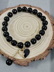 Black Beaded Heart Bracelet