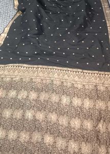Black & Gold Banarasi Silk Saree