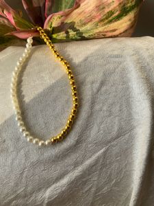 Trendy White And Golden Combination Mala
