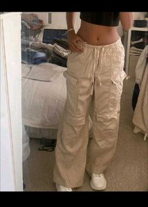 Beige Baggy Cargo Pants