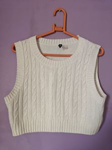 White Cable Knit Sweater Vest