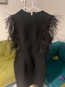 Black Fringed Designer Mini Dress