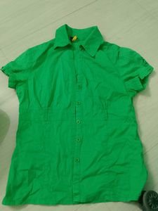 Green Short Sleeve Fitted Shirt