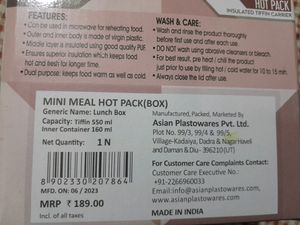 Asian Mini Meal Hot Pack Insulated Tiffin Carrier