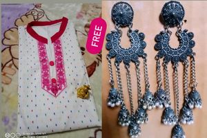 White Kurti & earrings