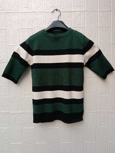New with tag Korean Striped Green Tee