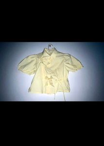 Cream Puff Sleeve Tie-Front Top