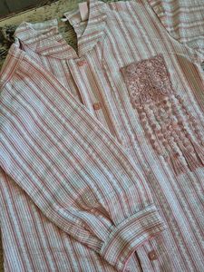 Striped Blouse with Embroidered Detail