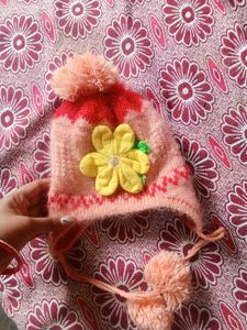 Cute Knitted Baby Hat with Flower