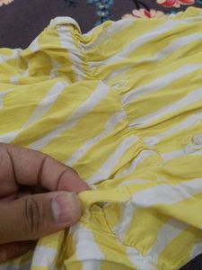Pantaloons Yellow White Dress
