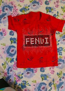 Red Fendi Inspired Toddler Tee