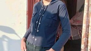 Stylish Blue Hooded Top