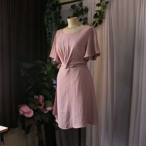 Dusty Rose Tie-Waist Dress