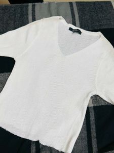 V Neck Crop Fitted Top