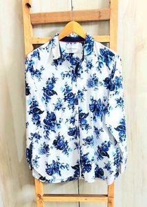 Blue Printed Fine Cotton Shirt Size-40-42