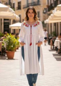 White Long Kurti with side slit