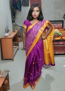💥 Price Drop 💥Purple &amp; Gold Embroidered Saree