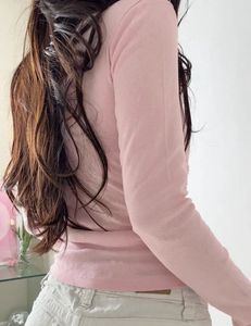 Pink Lace Trim Long Sleeve Top