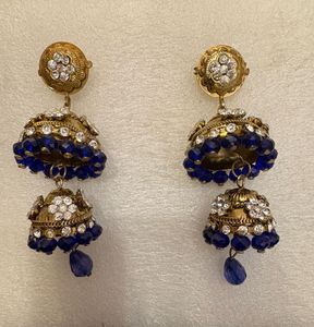 Elegant Blue Jhumka Earrings