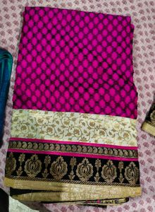 Elegant Pink Saree With Blouse