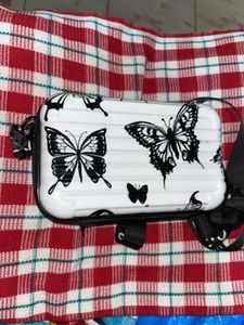Butterfly Print Mini Suitcase Bag