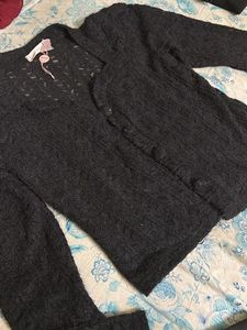 Midnight Veil Black Netted Jacket – Sheer Long Sle