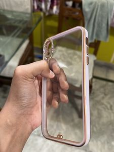 iPhone XR Clear Glass Cover With Stones And Purple Sides