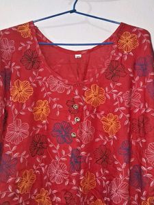 Red Floral Kurta