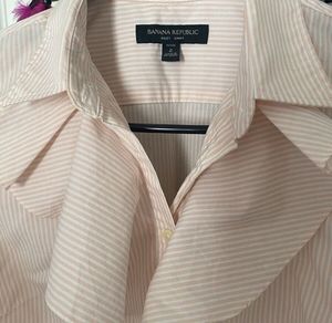 Banana Republic Brand Striped Ruffle Shirt