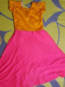 Girls&#39; Yellow &amp; Pink Embroidered Dress