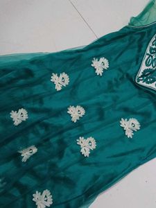New One Emerald Green Embroidered Anarkali