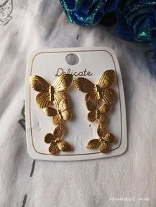 Elegant Gold-Plated Butterfly Dangle Earrings