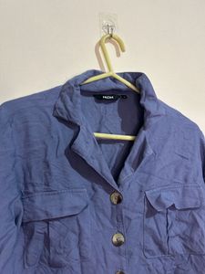 Blue Long Sleeve Crop Top