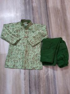 Boys Green Kalmkari Kurta For 2years Baby Boy