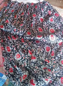 Floral Print Black Ethnic Skirt