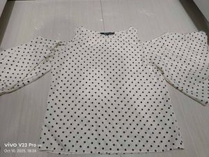 Polka Dot Cold Shoulder Top