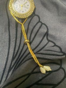 Gold Diamond Pearl Watch