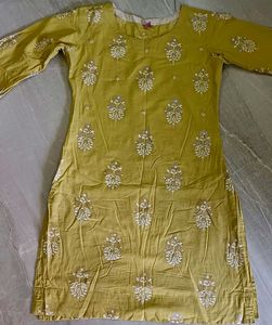 Olive Green Embroidered Kurti